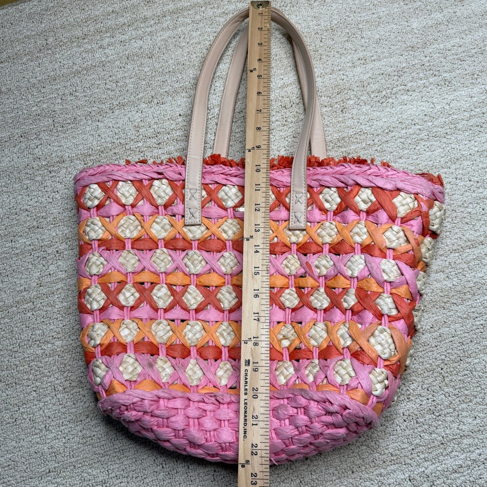 Spartina 449 Daufuskie Island Straw Tote Bag Women's Large‎ Pink Orange Woven - Picture 9 of 9